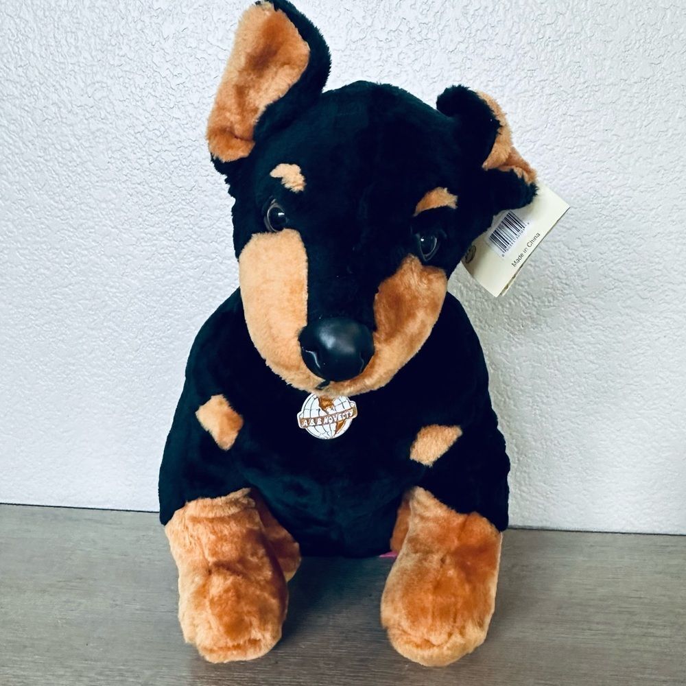 Adorable Rottweiler GSD Doberman Dog Plush Figure